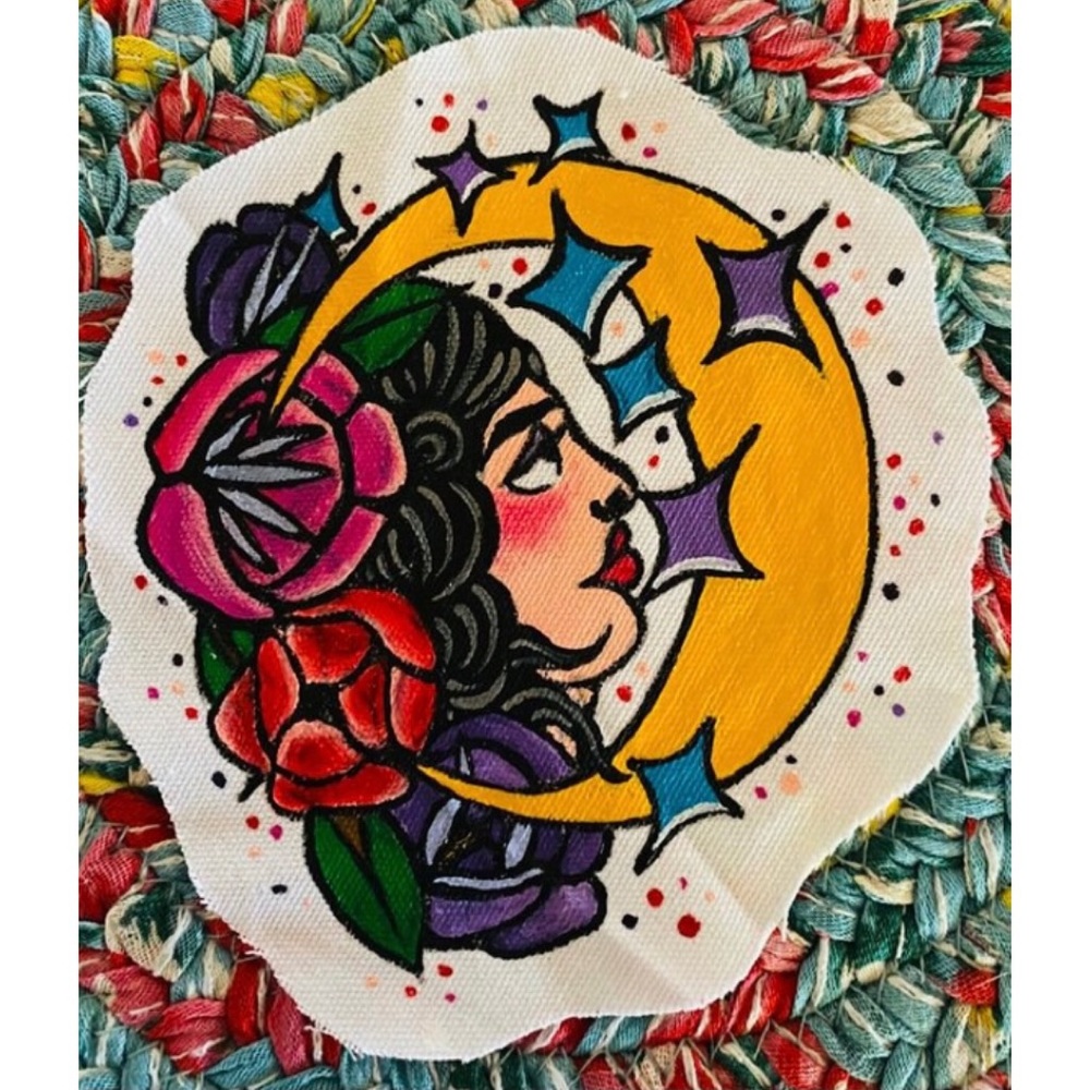 Fortune Teller Handpainted Canvas Patch - image 1
